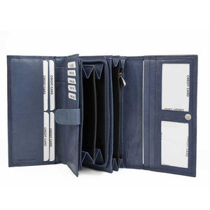 Μεγάλο Δερμάτινο Γυναικείο Πορτοφόλι AN 1-796 Μπλε