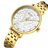 Curren Γυναικείο Ρολόι 9046 με Χρυσό Μπρασελέ και Λευκό Καντράν