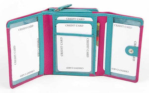 Γυναικείο Δερμάτινο Πορτοφόλι AN 7-838 Pink- Turqoise