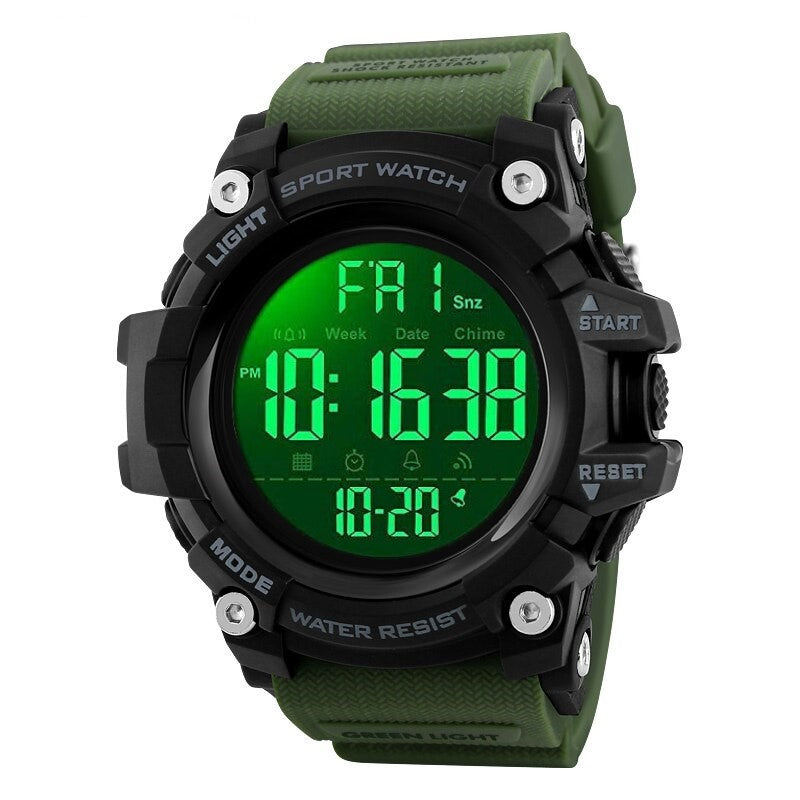 SKMEI 1384 Army Green με Καουτσούκ Λουράκι Χακί Αδιάβροχο 30M