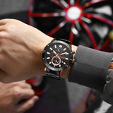 Ανδρικό ρολόι Curren 8417 με ανοξείδωτο μπρασελέ και 47mm κάσα σε μαύρο χρώμα icoonshop.com