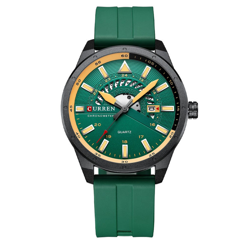 Curren 8421 Green Ανδρικό Ρολόι με Λουράκι Σιλικόνης