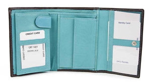 Γυναικείο Δερμάτινο Πορτοφόλι AN 7-827 Brown-Turqoise