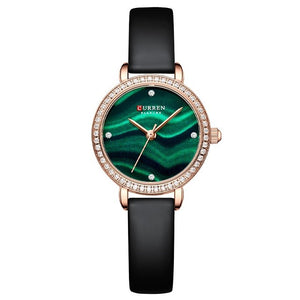 Curren 9083 Γυναικείο Ρολόι με μαύρο λουράκι και πράσινο καντράν