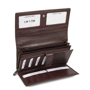 Μεγάλο Δερμάτινο Γυναικείο Πορτοφόλι AN 1-796 Καφέ