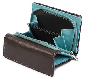 Γυναικείο Δερμάτινο Πορτοφόλι AN 7-832 Brown- Turqoise