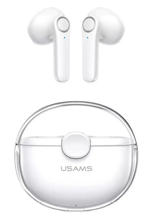 Слушалки USAMS с кутия за зареждане BU12, True Wireless, бели