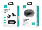 USAMS слушалки с калъф за зареждане LX08, True Wireless, черни