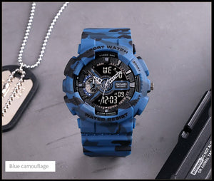 Ανδρικό Ρολόι Skmei 1688 Αναλογικό Ψηφιακό Ρολόι Blue Camo