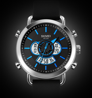 Ανδρικό Ρολόι Skmei 1680 Αναλογικό Ψηφιακό Ρολόι Black Blue με Καουτσούκ Λουράκι