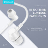 Слушалки CELEBRAT с микрофон G19, 3.5mm, 1.2m, бели