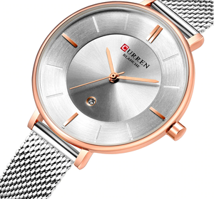 Ρολόι Γυναικείο Ασημί με Μπρασελέ - Curren Zodiac Silver - iCoonCurren 9037 Ρολόι Ασημί με Καντράν και Μπρασελέ Silver