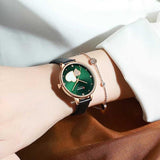 Curren Γυναικείο Ρολόι 9077 μαύρο λουράκι και πράσινο καντράν
