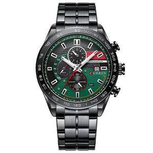 Ανδρικό ρολόι αδιάβροχο Curren με ανοξείδωτο μπρασελέ και 48mm κάσα σε πράσινο χρώμα.