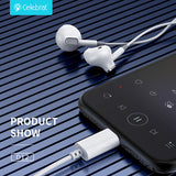 CELEBRAT earphones με μικρόφωνο D12, USB-C, 1.2m, λευκά
