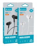 CELEBRAT earphones με μικρόφωνο D13, USB-C, 1.2m, λευκά
