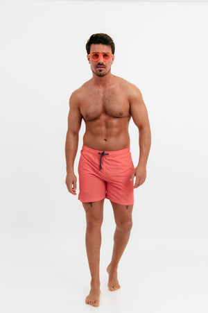 Ανδρικό Μαγιό Σορτς Pink σε Ροζ Χρώμα με Κορδόνι