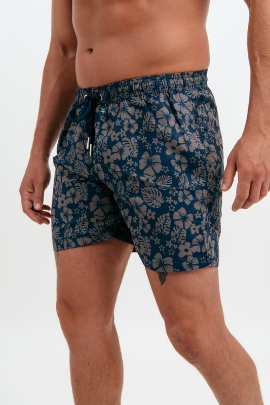 Ανδρικό Μαγιό Σορτς Floral Blue σε Μπλε Χρώμα με Κορδόνι