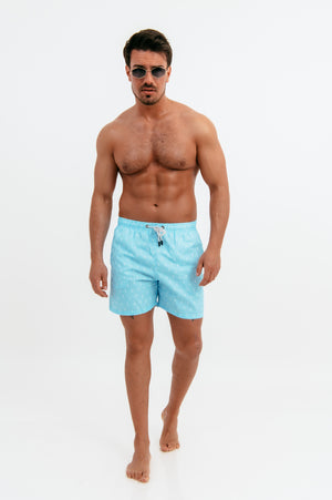 Ανδρικό Μαγιό Σορτς Ancor Blue σε Γαλάζιο Χρώμα με Λευκές Άγκυρες