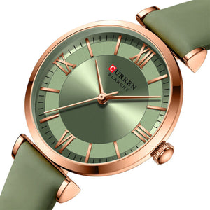 Curren 9079 Γυναικείο Ρολόι με Πράσινο Λουράκι και Πράσινο Καντράν