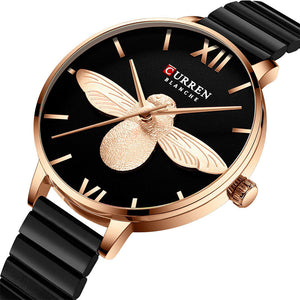 Curren 9061 Γυναικείο Ρολόι με μαύρο μπρασελέ και μαύρο καντραν