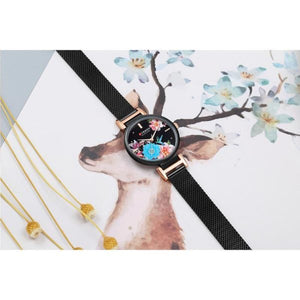 Curren 9053 Γυναικείο Ρολόι με Μαύρο Μπρασελέ και Τιρκουάζ Καντράν