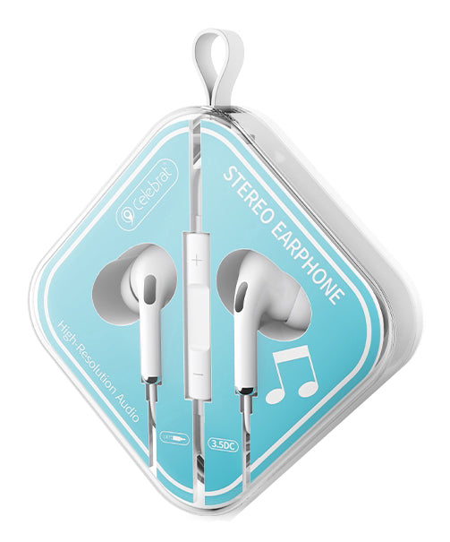 CELEBRAT earphones με μικρόφωνο G15-WH, 10mm, 3.5mm, 1.2m, λευκά