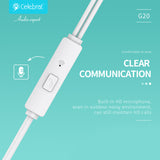 Слушалки CELEBRAT с микрофон G20, 3.5mm, 1.2m, бели
