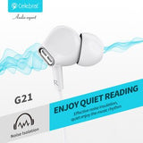 Слушалки CELEBRAT с микрофон G21, 3.5mm, 1.2m, бели