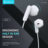 CELEBRAT earphones με μικρόφωνο G23, 3.5mm, 1.2m, μαύρα