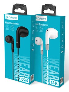 CELEBRAT earphones με μικρόφωνο G8, 3.5mm, 1.2m, μαύρα