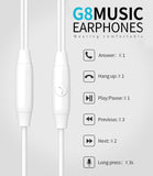 Слушалки CELEBRAT с микрофон G8, 3.5mm, 1.2m, бели