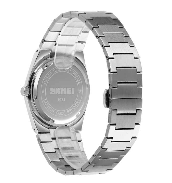 Skmei 9288 Ανδρικό Ρολόι με μπρασελέ και μαύρο καντράν Silver Black