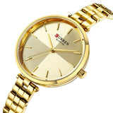 Curren 9043 Γυναικείο Ρολόι με χρυσό μπρασελέ και λευκό καντράν