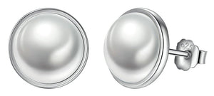 BAMOER σκουλαρίκια καρφωτά PAS489 με λευκή πέρλα, ασήμι 925, ασημί
