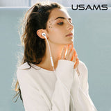 USAMS слушалки с микрофон EP-41, 3.5mm, 10mm, 1.2m, бели