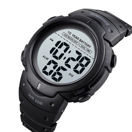 Αδιάβροχο ρολόι 100 μέτρα Skmei 1068 Black Ψηφιακό Ρολόι Μπαταρίας με Καουτσούκ Λουράκι