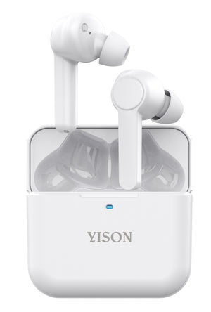 Слушалки YISON с кутия за зареждане T5, True Wireless, бели