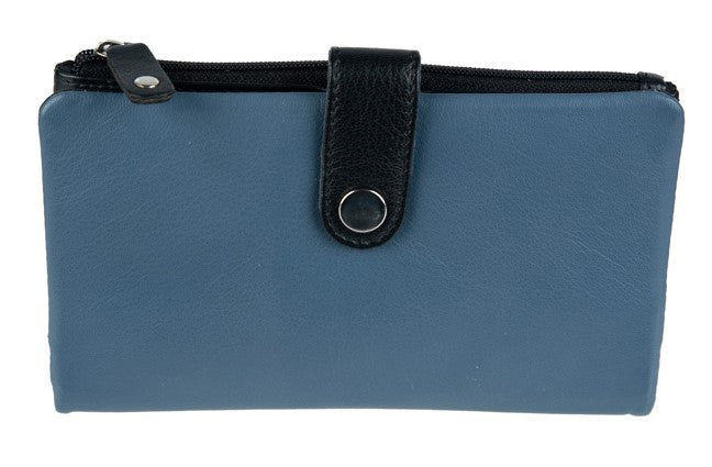 Γυναικείο Δερμάτινο Πορτοφόλι GN 3-3771 Black- Blue