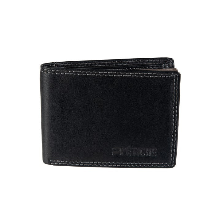 Ανδρικό Δερμάτινο Πορτοφόλι AN 9-951 Black-Grey