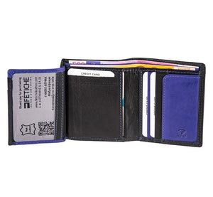 Ανδρικό Δερμάτινο Πορτοφόλι AN 9-954 Black-Blue