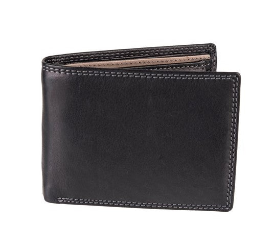 Ανδρικό Δερμάτινο Πορτοφόλι AN 9-952 Black-Grey