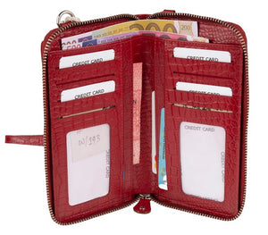Γυναικείο Δερμάτινο Πορτοφόλι Croco CP 20-805 Red