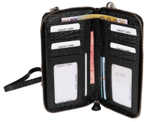 Γυναικείο Δερμάτινο Πορτοφόλι Croco CP 20-805 Black