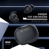 Слушалки CELEBRAT с кутия за зареждане TWS-W28, True Wireless, черни