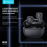 Слушалки CELEBRAT с кутия за зареждане TWS-W28, True Wireless, черни
