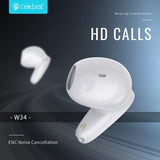 Слушалки CELEBRAT с кутия за зареждане TWS-W34, True Wireless, бели