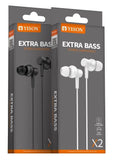 YISON earphones με μικρόφωνο X2, 3.5mm, 1.36m, μαύρα