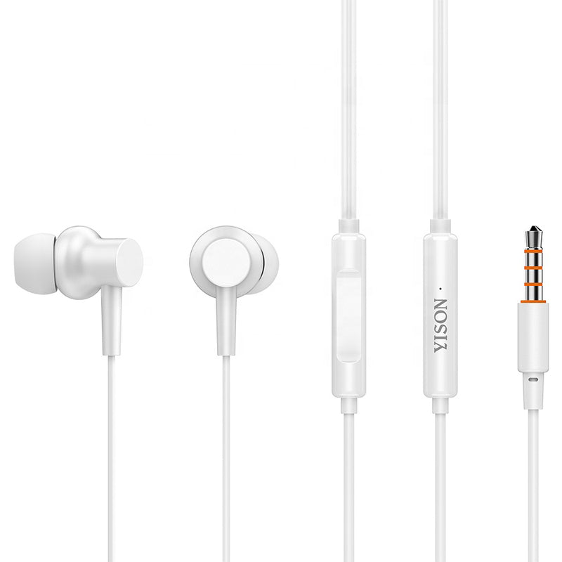 Слушалки YISON с микрофон X2, 3.5mm, 1.36m, бели