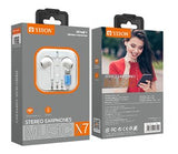 YISON earphones με μικρόφωνο X7, Lightning, 1.2m, λευκά